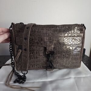 Rebecca Minkoff MAC Croc Crossbody Purse, Metallic brown